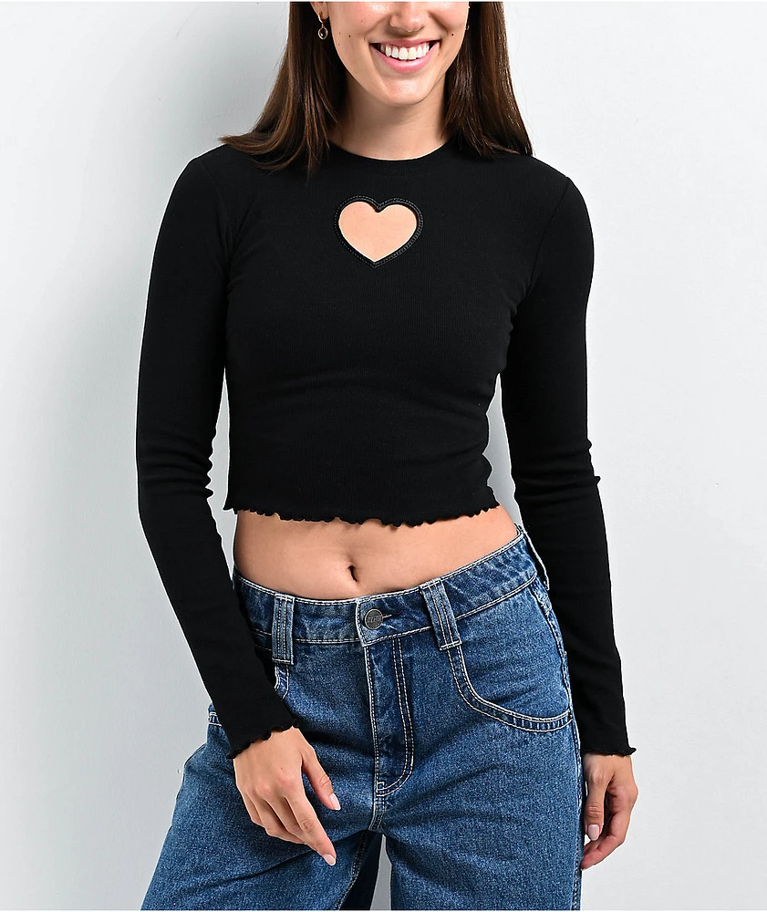 A.LAB Audrina Caviar Cutout Long Sleeve Crop T-Shirt