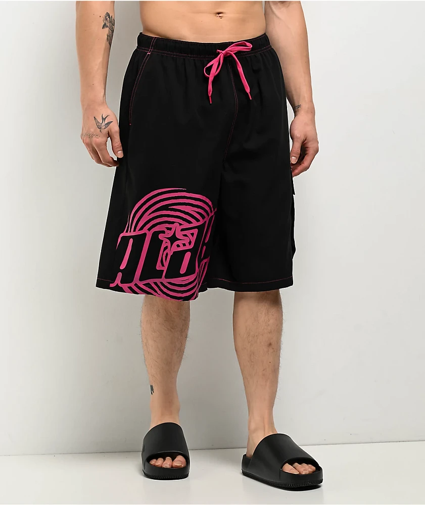 A.LAB Bass Black Cargo Board Shorts