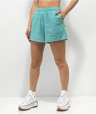 A.LAB Calisto Flower Blue Terry Cloth Shorts