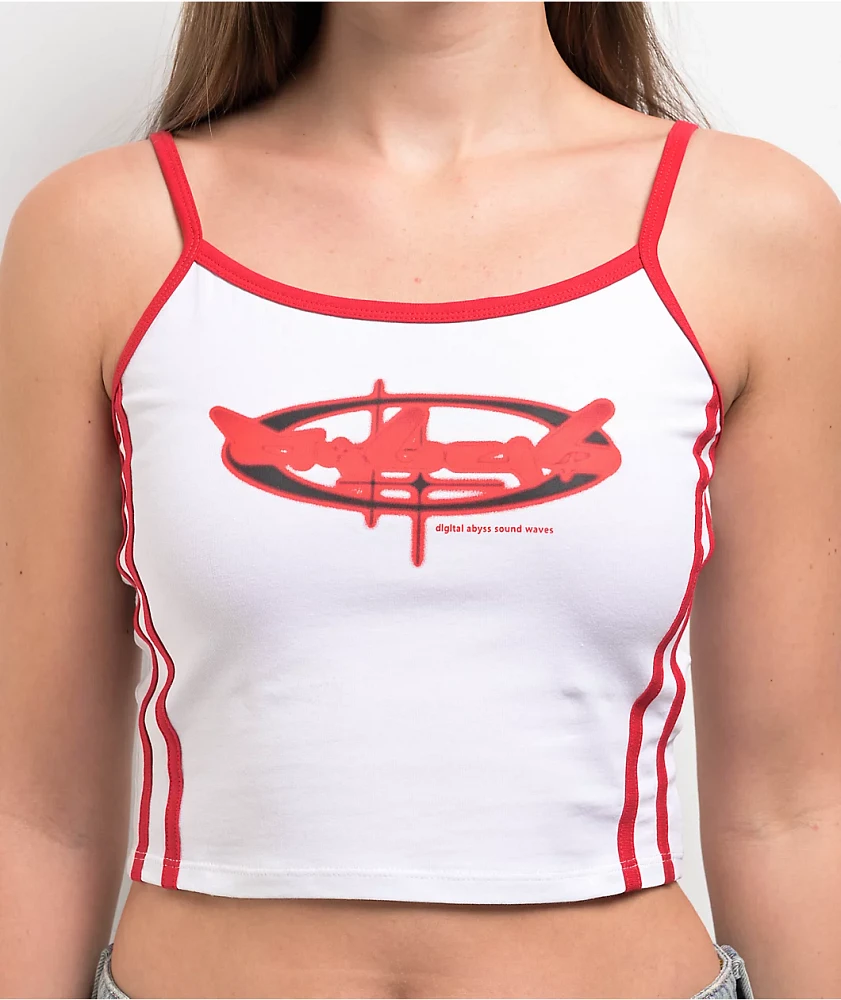 A.LAB Cherry White & Red Crop Tank Top