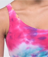 A.LAB Cray One Shoulder Tie Dye Crop Tank Top