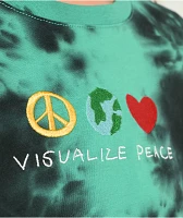 A.LAB Dita Visualize Peace Black & Blue Long Sleeve Tie-Dye Crop T-Shirt