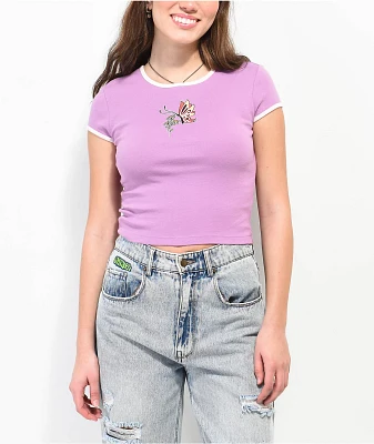 A.LAB Elish Butterfly Lavender Crop T-Shirt