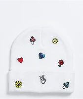 A.LAB Ellison Motif Embroidered White Beanie