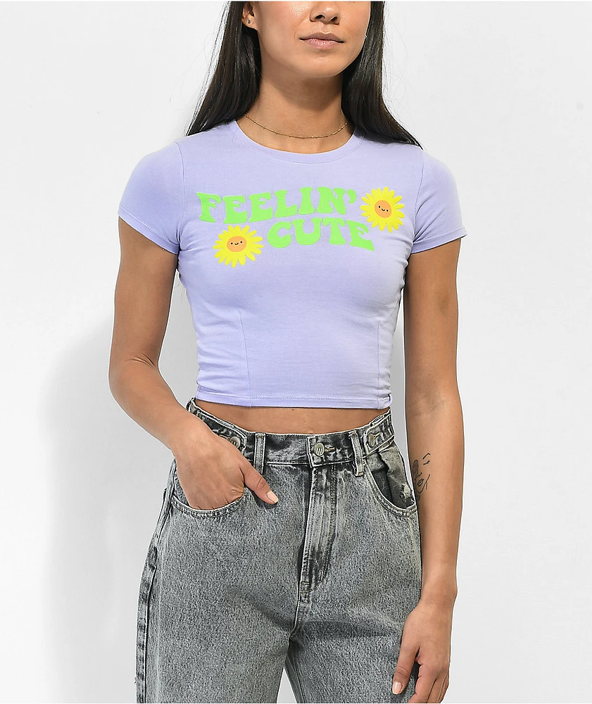 A.LAB Feelin Cute Lavender Crop T-Shirt