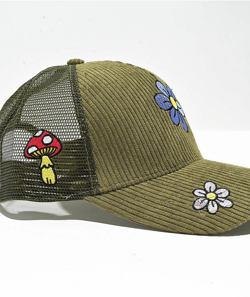 A.LAB Florens Green Corduroy Trucker Hat