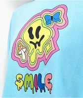 A.LAB Gayle Smile Drippy Blue Long Sleeve Crop T-Shirt