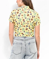 A.LAB Goldie Frog Print Yellow Crop Shirt