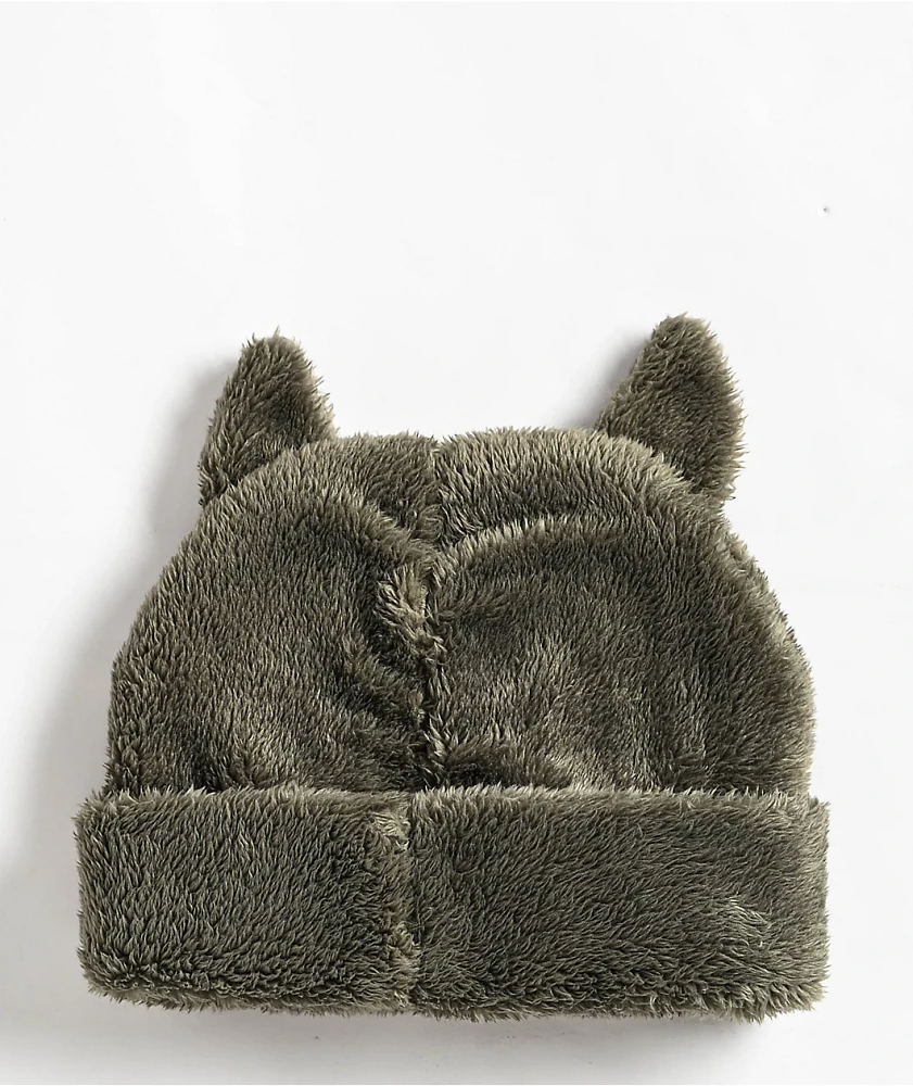 A.LAB Grey Plush Wolf Beanie