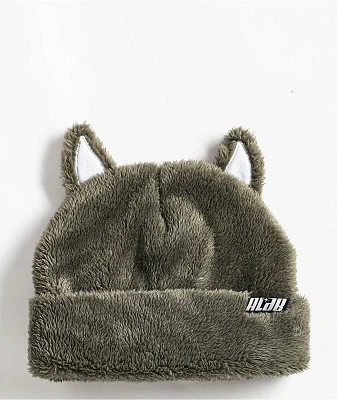 A.LAB Grey Plush Wolf Beanie