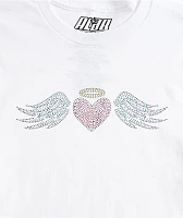 A.LAB Heart Rhinestone White Crop T-Shirt