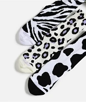 A.LAB Into The Wild White, Black, & Natural 3 Pack Crew Socks