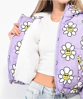 A.LAB Jalen Smile Face Flower Purple Puffer Jacket