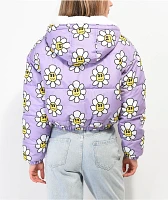 A.LAB Jalen Smile Face Flower Purple Puffer Jacket