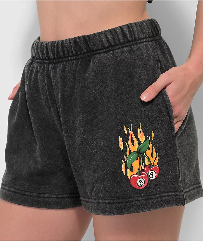 A.LAB Jana Flaming Cherry Black Wash Sweat Shorts