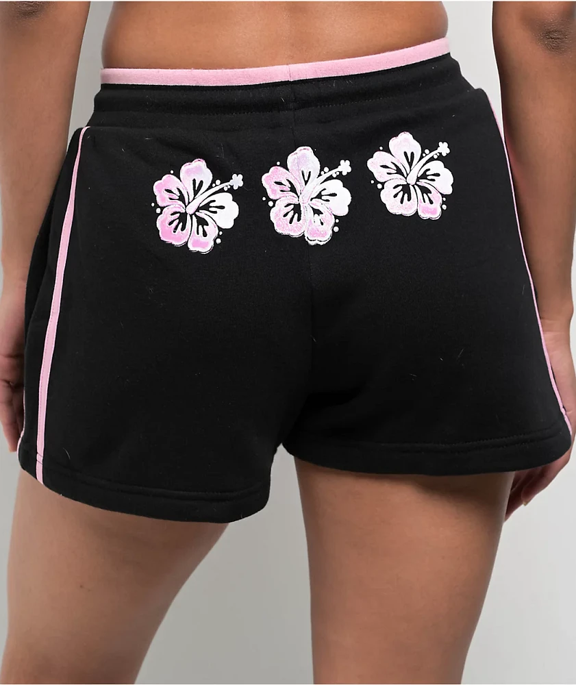 A.LAB Jana Hibiscus Black Sweat Shorts