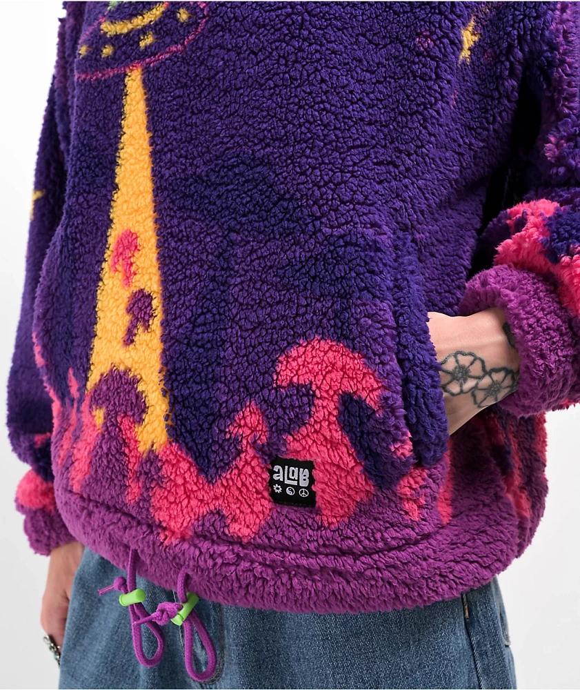 A.LAB Kadley Alien Shroomscape Purple Sherpa Hoodie