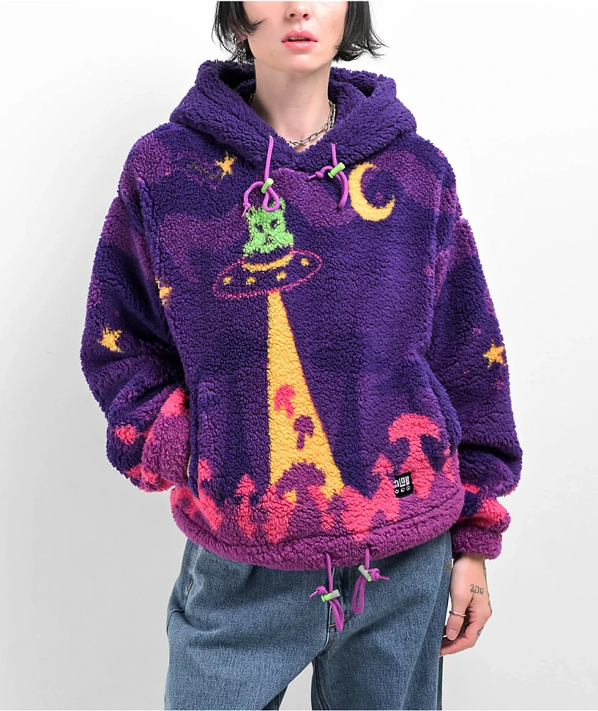 A.LAB Kadley Alien Shroomscape Purple Sherpa Hoodie