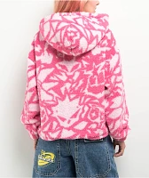 A.LAB Kadley Pink Tulle & Carmine Rose Sherpa Hoodie