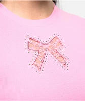 A.LAB Katrina Bow Cutout Pink Crop T-Shirt