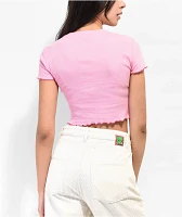 A.LAB Katrina Butterfly Cutout Pink Crop T-Shirt