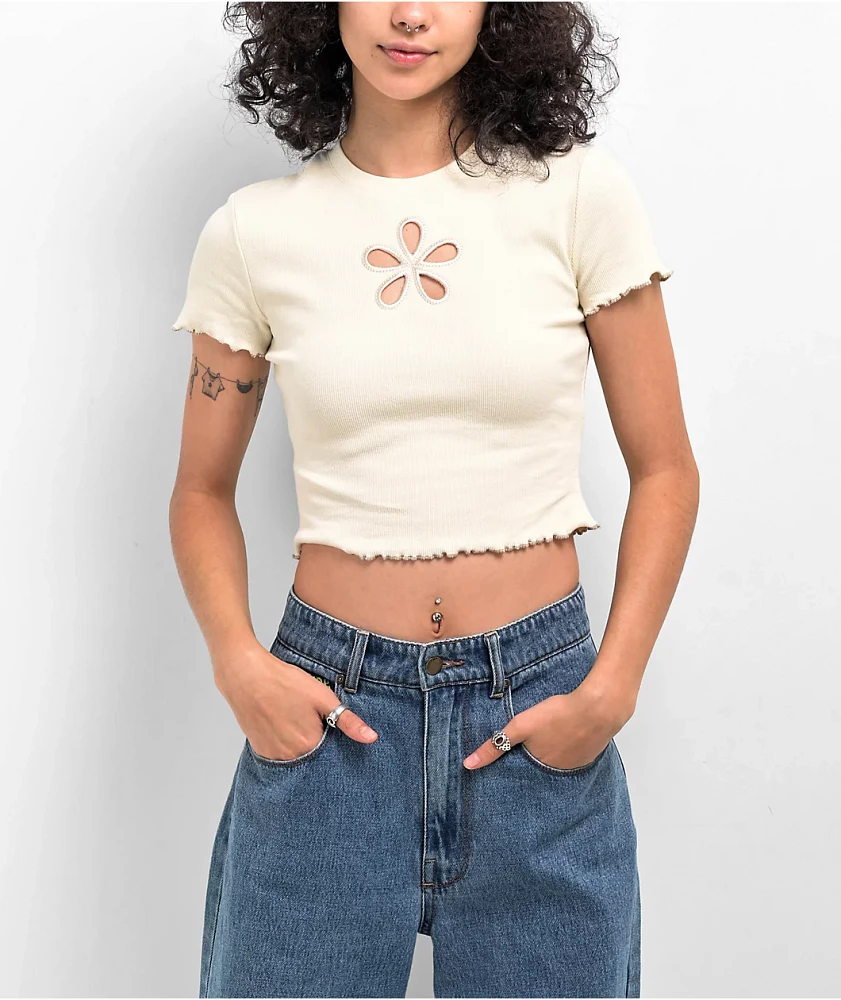 A.LAB Katrina Flower Birch Crop T-Shirt