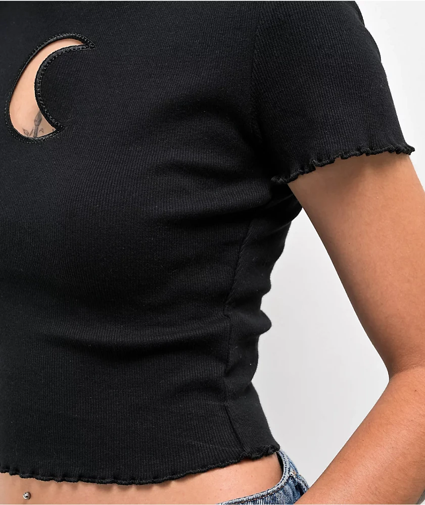 A.LAB Katrina Moon Cutout Black Crop Top