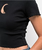 A.LAB Katrina Moon Cutout Black Crop Top