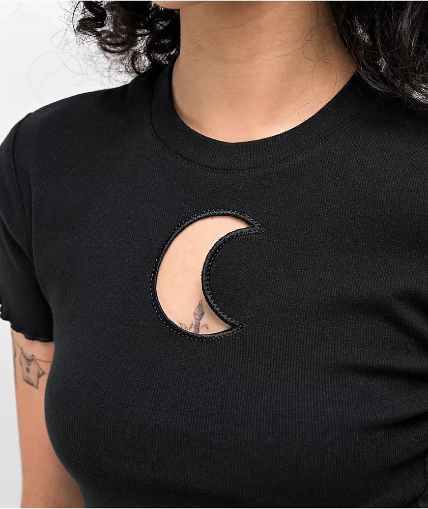 A.LAB Katrina Moon Cutout Black Crop Top