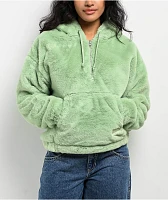 A.LAB Kendra Frog Green Sherpa Half Zip Hoodie