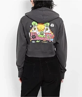 A.LAB Meltdown Charcoal Crop Zip Hoodie