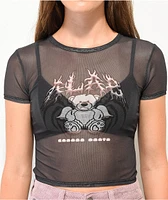 A.LAB Meshie Bear Black Mesh Crop T-Shirt