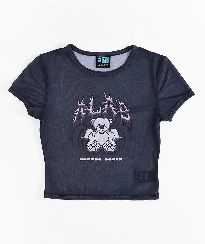 A.LAB Meshie Bear Black Mesh Crop T-Shirt