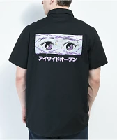 A.LAB Otaku Anime Eyes Black Short Sleeve Button Up Shirt