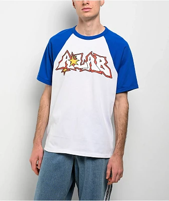 A.LAB Pixel White & Blue Raglan T-Shirt