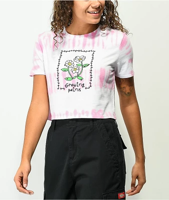 A.LAB Quinnie Growing Pains Pink Tie-Dye Crop T-Shirt