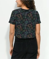 A.LAB Quinnie Mushroom All Over Print Black Crop T-Shirt
