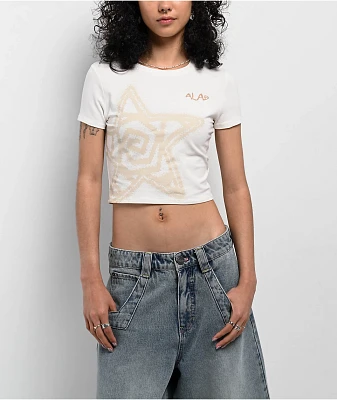 A.LAB Serina Star Off White Crop T-Shirt
