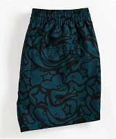 A.LAB Skippy Swirls Teal & Black Board Shorts