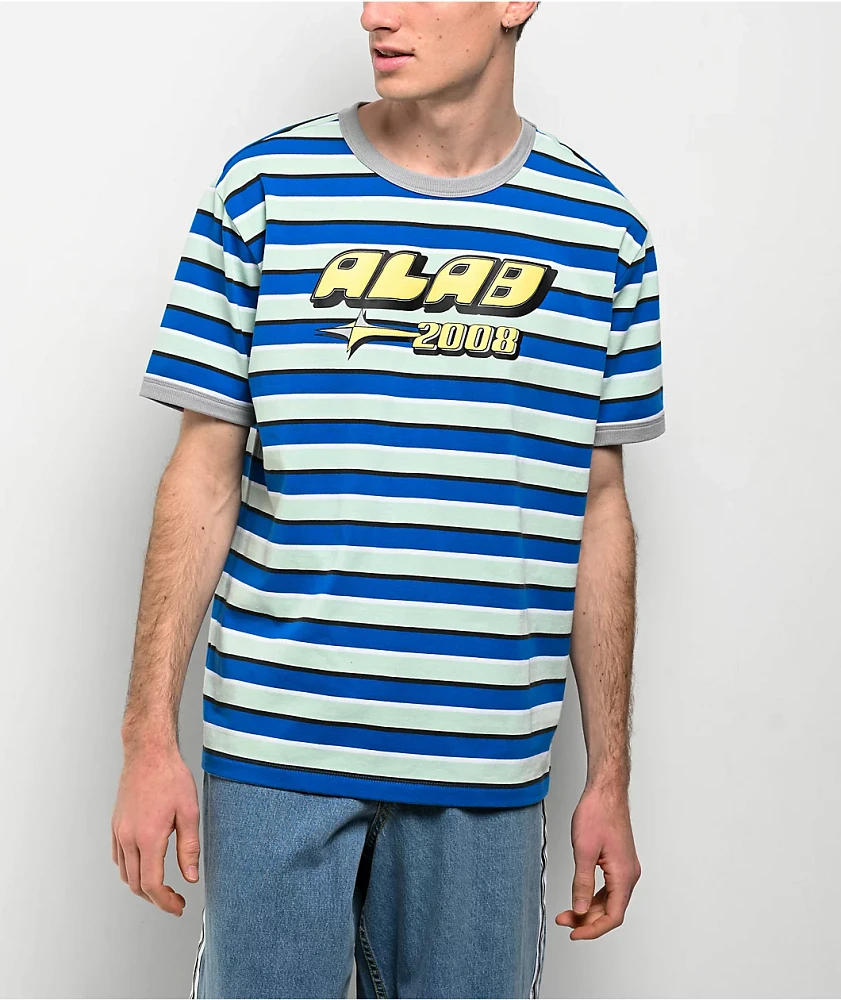 A.LAB Speed Blue & Grey Stripe Knit T-Shirt