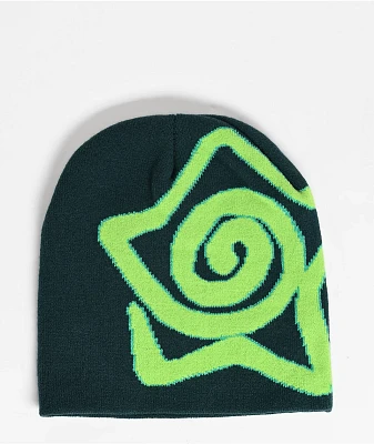 A.LAB Star Skully Gable Green Beanie