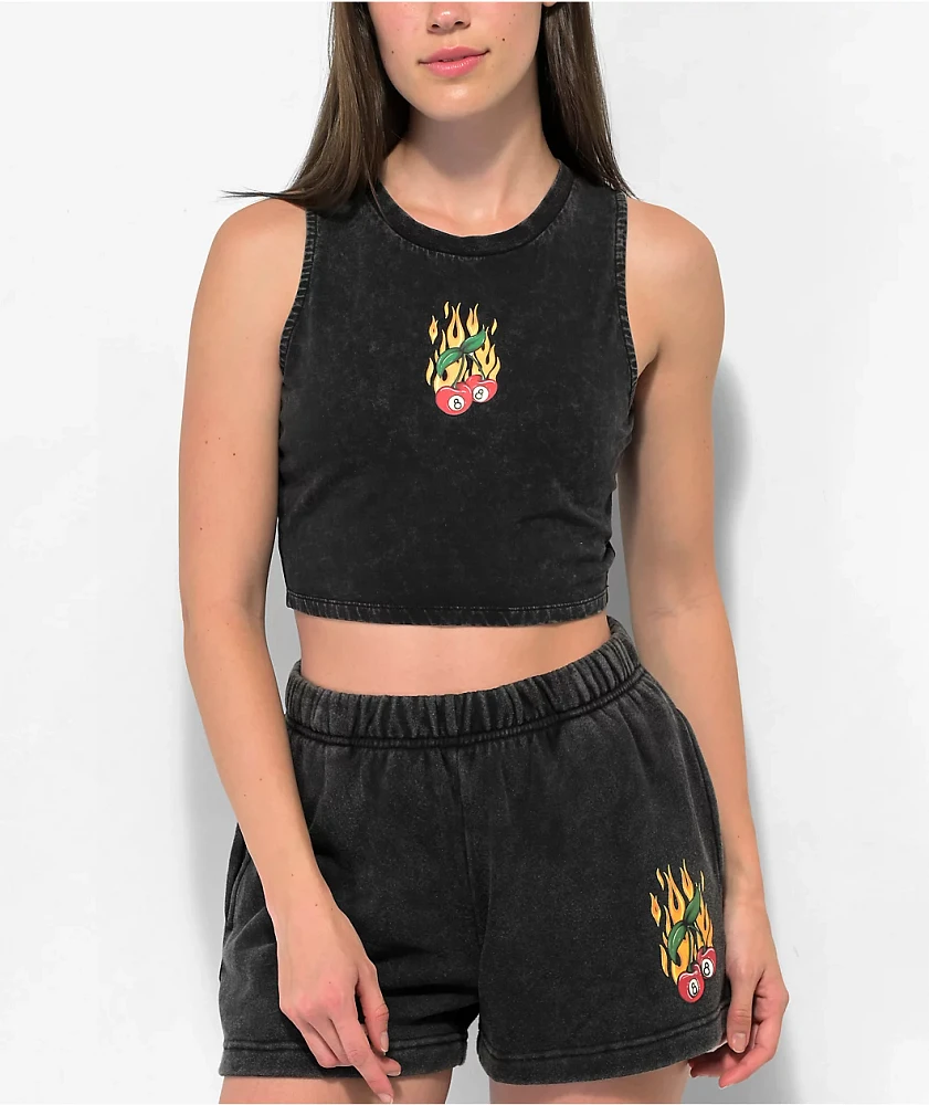 A.LAB Sullivan Flaming Cherry Black Wash Crop Tank Top