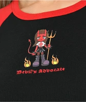 A.LAB Tammie Devil's Advocate Black & Red Raglan Crop T-Shirt