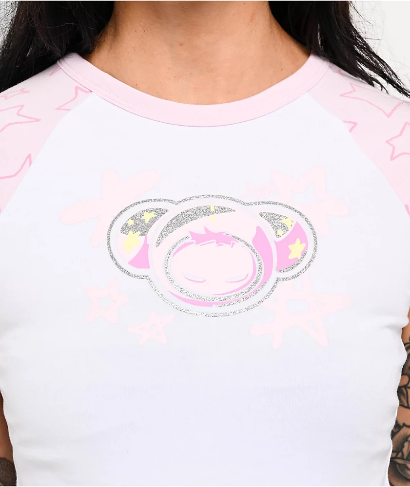 A.LAB Tammie Pink & White Raglan Crop T-Shirt