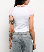 A.LAB Tammie Pink & White Raglan Crop T-Shirt