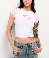 A.LAB Tammie Pink & White Raglan Crop T-Shirt