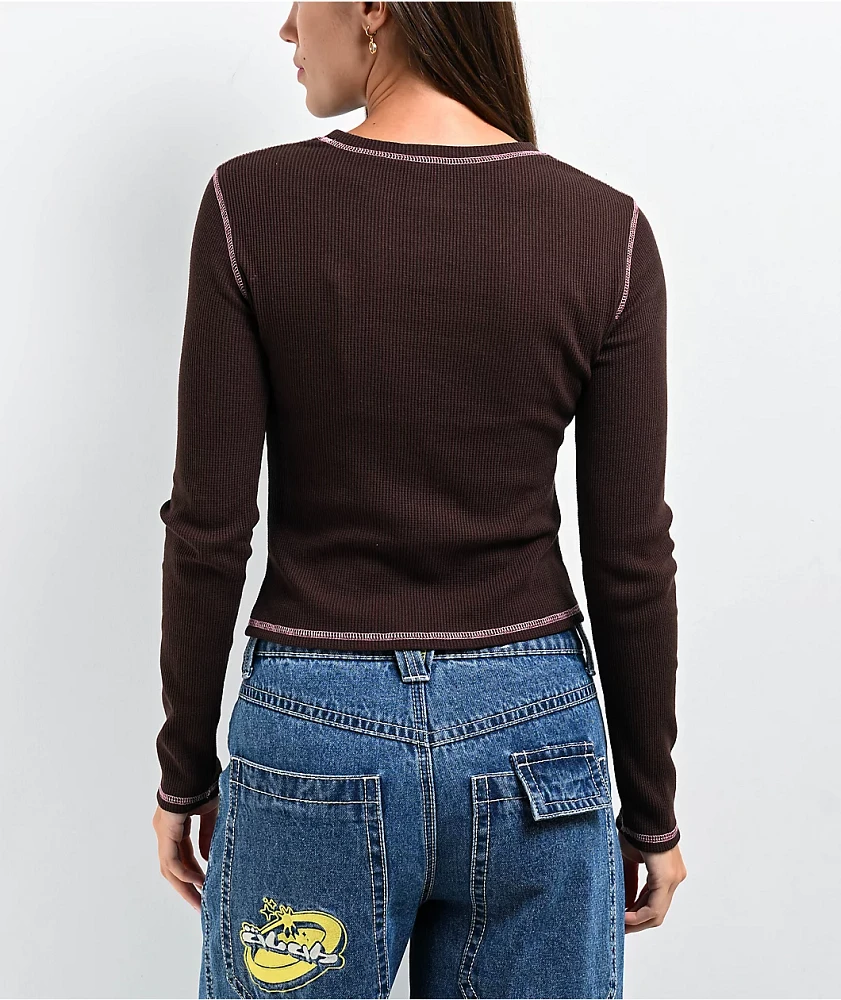 A.LAB Thea Brown Thermal Long Sleeve T-Shirt