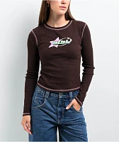 A.LAB Thea Brown Thermal Long Sleeve T-Shirt