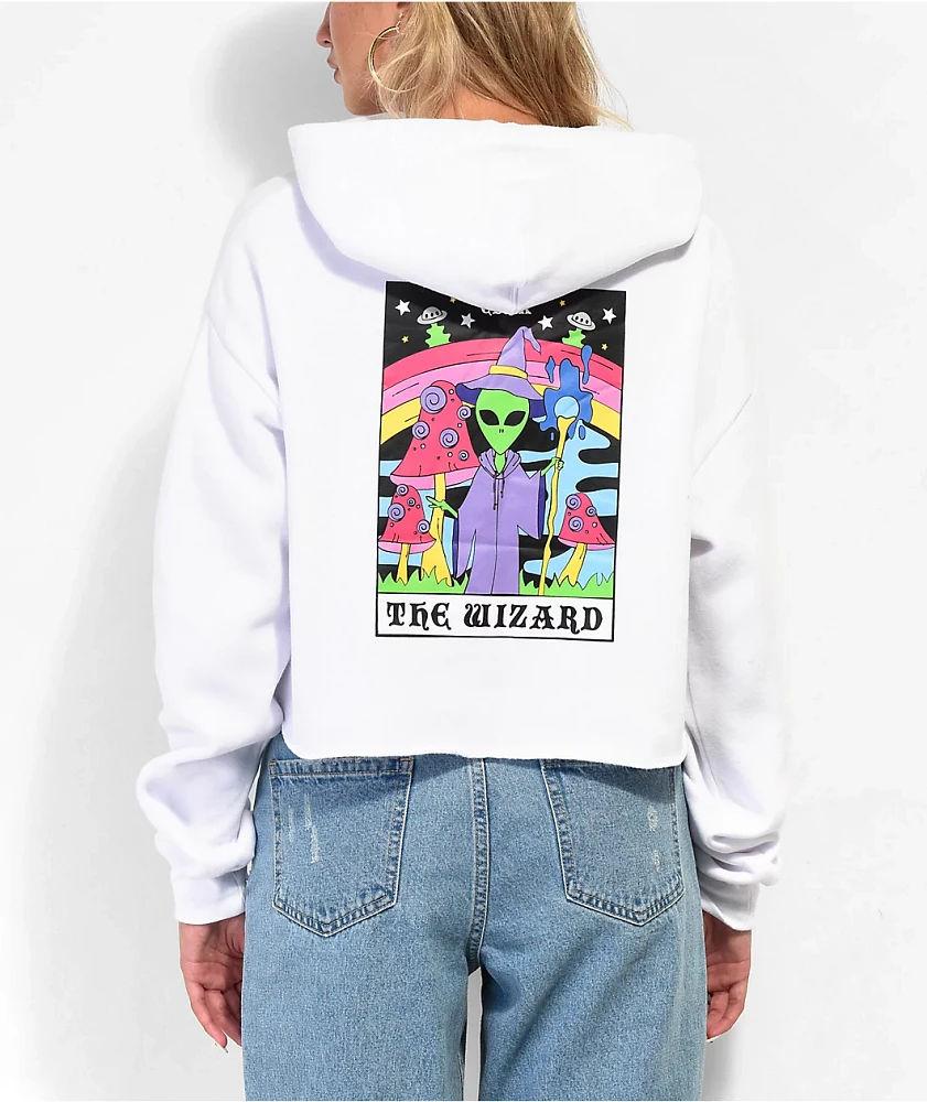 A.LAB Zaira Wizard White Crop Hoodie