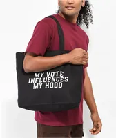AIE My Vote Influences My Hood Black Tote Bag